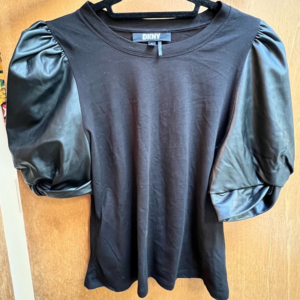 DKNY Shirt with faux leather sleeves